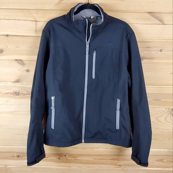 Eddie Bauer Zip Front Black Soft Shell Jacket‎ Size Large - Picture 1 of 9